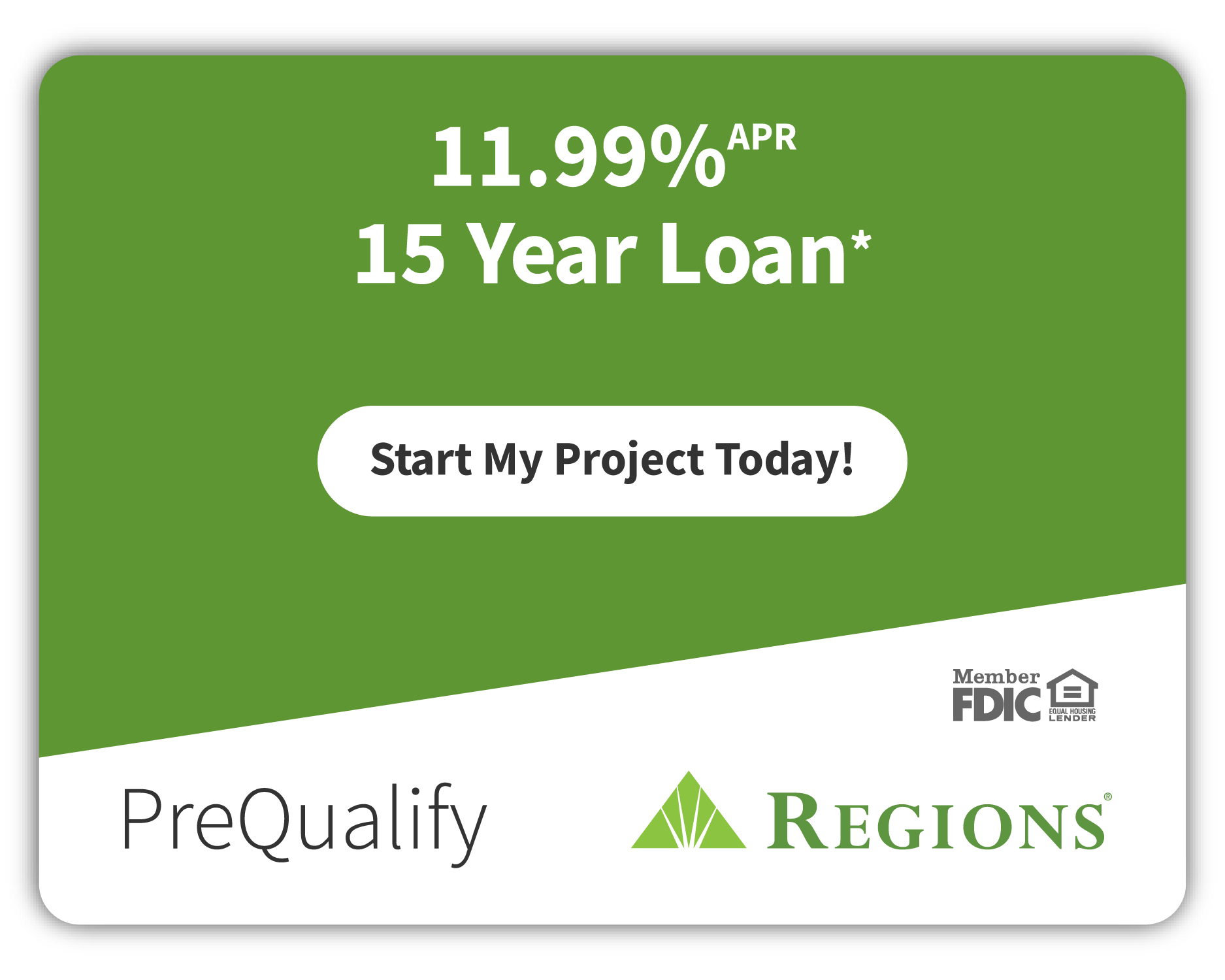 Regions Bank 11.99 percent APR fifteen-year loan prequalification offer